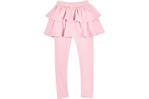Maeau Leggings per Ragazze con gonne, Leggings Solid Pantaloni con Gonna Tutu, Collant Senza Piede in Misto Cotone Elasticizzato per Bambini 2-10 Anni