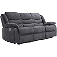 Madrid Fabric Recliner Sofa with Cupholders - 3+2 Seater Sofa Grey (3 seater)