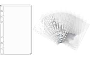 NatSumeBasics 12 A6 Binder Pockets Clear Cash Envelopes PVC Sheet Protectors for 6-Ring Notebook Planner Pouches Organizer Photos Cards Bills (A6)