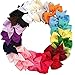 Haobase 20pcs Big Hair Bows Boutique Girls Alligator Clip Grosgrain Ribbon Headband