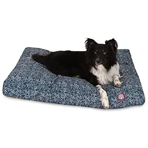 Navy Blue Navajo Small Rectangle Indoor Outdoor Pet Dog Bed with Removable Washable Cover by Majestic Pet Products