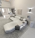 ledersofa zweisitzer schlaffunktion  Designersofa PRATO L-Form mit LED Beleuchtung