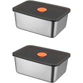 2 Pieces Steel 500 ml Food Fruit Meat Refrigerator Nutrition Storage Container mt109-2