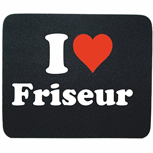 Exklusive Geschenkidee: Mauspad "I Love Friseur" in Schwarz, eine tolle Geschenkidee die von Herzen kommt- Rutschfestes Mousepad- Weihnachts Geschenktipp
