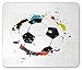 Produktbild Sports Mouse Pad, Abstract Grunge Soccer Ball in Rainbow Colors Game Hobby Activity Splash, Standard Size Rectangle Non-Slip Rubber Mousepad, Black White Multicolor
