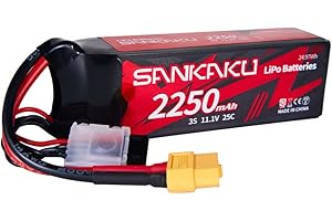 SANKAKU Batería Lipo 3S 2250mAh 25C 11,1V Avión Batería con Conector XT60 para Racing RC Avión Quadcopter Helicóptero Multimotor FPV Hobby
