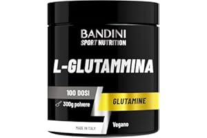 Bandini® L-Glutammina Pura in Polvere, Aminoacido utile per Esercizi Fisici ad Alta Intensità e per la Massa Muscolare, Glutammina 100% Vegan, Glutamine POWDER, Palestra e Sport, Confezione da 300g