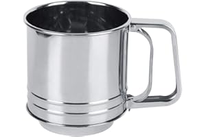 TOPINCN Tamiz Harina Acero Inoxidable Manual Mano Tamiz Harina Tamiz Tamiz Mango Antideslizante Herramienta Para Hornear Cocina Diseño Hoja Giratoria