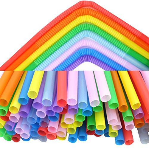 Tomnk 200 Flexible Einweg Trinkhalme aus Plastik, 26cm - 4