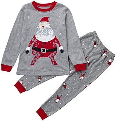 SetMei Kids Clothing Sets, Xmas Newborn Infant Baby Boy Girl Tops+Pants Christmas Home Outfits Pajamas Set For 2-7 Years old (Grey, 7T(6-7years old))