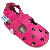  Sandalias Niña - Zapatos Bebe Niña - Zapatos Niña de Piel Suave - Pequeñas Flores Fucsia - 6-12 Meses
