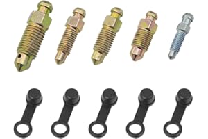 DOUKESH Vis de Purge Frein Boulon Banjo Vis Purge D'étrier Frein Banjo Boulon Purgeur Boulon Vis avec Capuchon M6x1 M7x1 M8x1.25 M10x1 M10x1.25 Bleeder Vis pour Motocyclette 5 PC