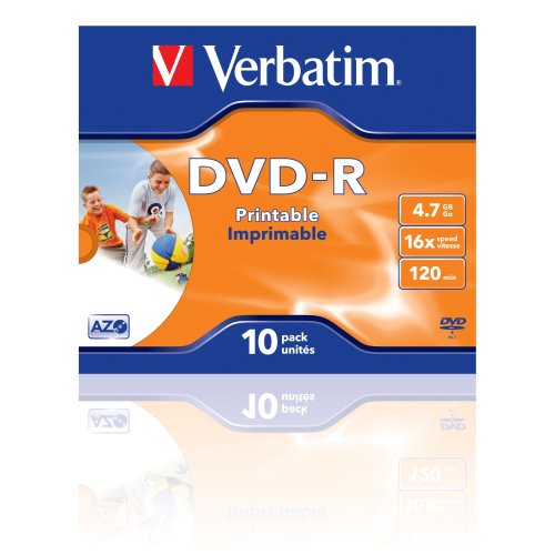 Verbatim 43521 DVD-R 16x 10-pack Printable Optical Media - 3