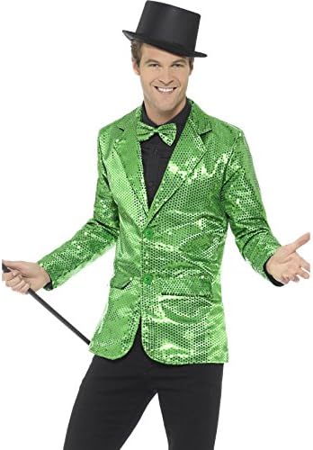 SmiffysSequin Jacket, Mens, Green - Party & Carnival Fancy Dress, Adult Costume Jacket