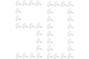 MaYuLa 50Pcs Chair Leg Floor Protectors White Furniture Pads Nail On Furniture Feet 20mm Nylon Floor Protector Pads for Hard Surfaces Carpet Outdoor Furniture Wooden Sofa Desk Table Leg Stools Feet