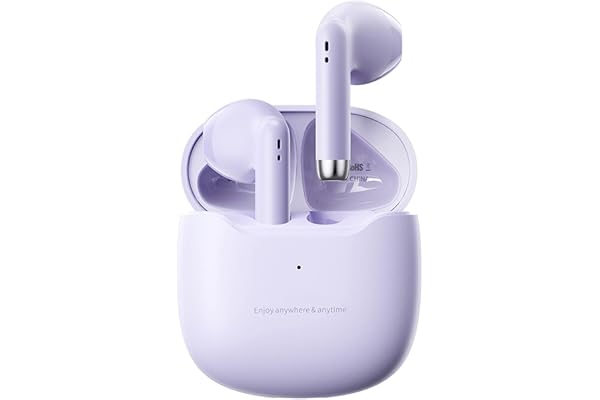 Xmenha Écouteurs sans Fil Bluetooth 5.3 avec Microphone, Réduction du Bruit, écouteurs Bluetooth HiFi Stéréo Son, écouteurs sans Fil TWS avec étui de Chargement pour iOS Android Violet