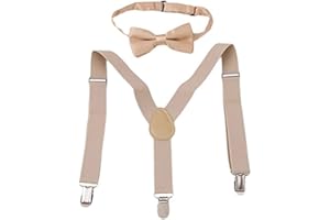 Toporchid Children Belt Bow Tie Set Boys Girls Suspenders Clip-On Y-Back Braces Bow Tie Elastic Kids Adjustable