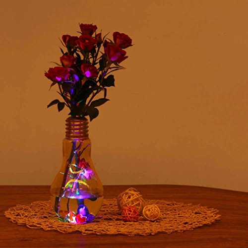 DOLDOA Glowing Light Bulb Shape Stand Plant Flower Vase Hydroponic Container Bottle,Gold - 5