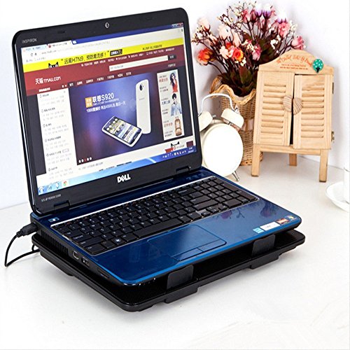 Notebook Laptop Kühler, FTUNG Laptop Kühler, Notebook Cooler Ständer Kühlpad Kühlmatte mit 5 x Lüfter und 2 USB, Cooling Pad mit blauen LEDs für 9 „-17“ Notebook - 8