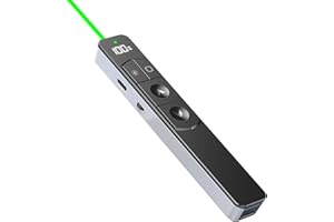 WEINIDASI Puntatore Laser Verde, 2.4GHz Puntatore Laser Ricaricabile per Presentazioni, Puntatore laser Compatibile con Windows 7/8/10/11/Mac/Linux/Android/PowerPoint(Argento Nero)