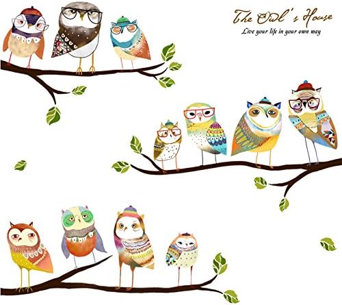 HCCY Lovely color owl animal wall stickers fresh container cartoon children's room bedroom bed decorations posters 94*96cm