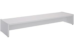 CARO-Möbel Monitorständer Zoom für 2 Monitore Bildschirmerhöhung Schreibtischaufsatz Tischaufsatz 100 x 15 x 27 cm in weiß