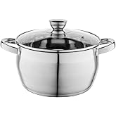 FLORINA Stainless Steel Saucepan (6 L) 24 cm I Cookware with Glass Lid Oliver I Dishwasher Safe I Pasta Pot Soups I Ideal for