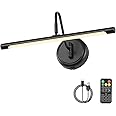 JOOSENLUX Modern Wall Lights Battery Operated Black Wireless Picture Lights for Wall 16.5" Inch Dimmable Under Counter Lights for Kitchen with Swing Arm as Canvas Wall Sconce Light 3000K CRI95+