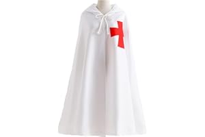 Feynman Disfraz de caballero medieval para hombre, disfraz de caballero templario, cruzado, capa LARP, templo, falda de arma, hospitalleros, abrigo, carnaval, cosplay