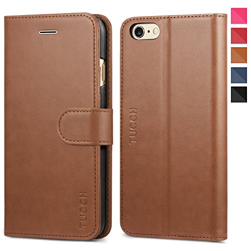 iPhone 6s Wallet Case, iPhone 6S Leather Case, TUCCH [Lifetime Warranty]Premium Folio Leather Wallet Case with [Kickstand] [Card Slots] [Magnetic Closure] Flip Noteook Cover Case for iPhone 6/6s-Brown