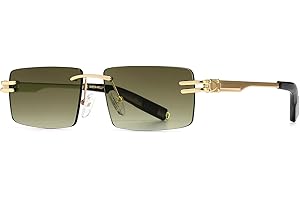 SHEEN KELLY Okulary przeciwsłoneczne retro bez oprawek dla mężczyzn kobiet prostokątne bardzo małe oprawki okulary przeciwsłoneczne przezroczyste soczewki okulary, rozmiar uniwersalny