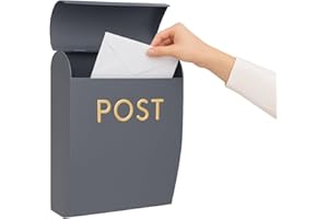 Assorted Collections Grey Post Box Wall Mounted Letterbox with Easy Access No Lock for Outdoor Use Weatherproof And Durable Mailbox Easy Installation, Strong Construction Perfect for Homes and Offices