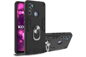 KOUYI for Motorola Moto G60 Case, Full Body Protective Silicone TPU Gel Personalised Detachable 2 in 1 Shockproof Tough Armour Phone Cover with Ring Holder Kickstand (Black)