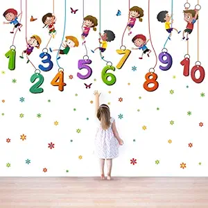 StickMe PVC Vinyl Kids Playing Climbing Up The Rope Learning Education Nursery Pre School Kinder Garden Wall Sticker (170 X 90 cm, Multicolour)