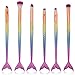 NEEDOON 6pcs Mermaid Makeup Eye Brush Set,Cosmetics Eyeliner Eyeshadow Blending Brushes