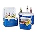 Produktbild Relaxdays Kühlbox ohne Strom im Set, 3 Kühltaschen für Camping, Isolierbox groß mit Wasserablauf, 10-60 Liter, blau-weiß