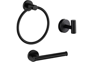 BETADISTOR Black Towel Holder Towels Rail - Towel and Toilet Roll Holder Set 3, Matt Black, 090308