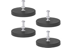 Pizsieat 4 Pezzi Magneti Al Neodimio Gommati Ø 43mm Gommati Ganci Magnetici con Filettatura Femmina M6 10 Kg Forza di Trazione per Viti, Occhiello o Gancio Fotocamera Strumenti e Attrezzatura