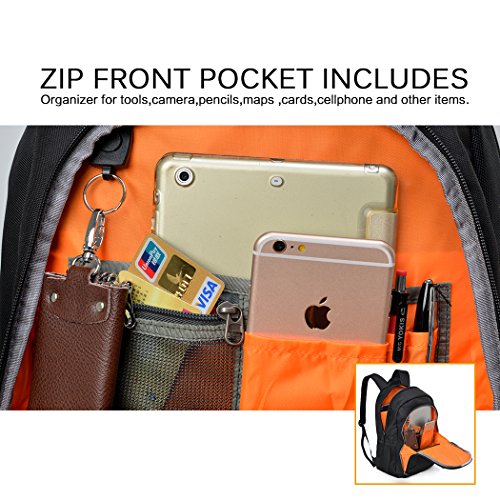 Windtook Rucksack für Notebook Laptoprucksack Jungen Schulrucksack 12 Zoll bis 15,6 Zoll 25L für Uni Arbeit Outdoor Gepolstert Wasserdicht Leicht Schwarz - 3