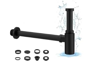 NASTOPEE Sink Trap Set, Waste Kit with 300mm Extension Tube, G 1 1/4 X 32mm Stainless Steels Bottle Trap for Bathroom Kitchen Waste Pipe, Anti-Odour, Anti-Rust (Black)