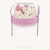 650 ml Take-go Kaşıklı Hazneli Meyveli M&uuml;sli Kabı Piknik Iş Yoğurt S&uuml;t Bardağı Kapaklı ve Kaşıklı Kahvaltı Bardakları, Tahıl 