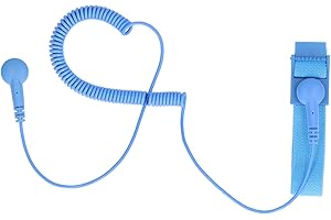 FOCKETY Antystatyczny pasek na nadgarstek, zapobieganie statycznemu gromadzeniu się opaski uziemiającej ESD Regulowana elastyczna klamra Antystatyczna bransoletka z przewodem uziemiającym(niebieski)