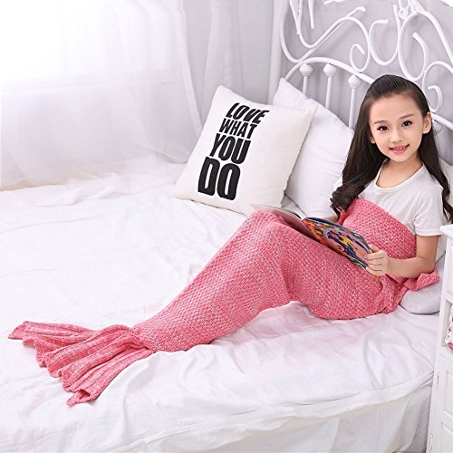 Tejer patrón Sirena Cola Manta por Moens, Suave y cálido, diseño de Sirena Colas Saco de Dormir Aire Acondicionado Manta Bolsa de Dormir, diseño de Sirena Regalo (Color 1) (Color 2)
