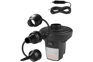 ARKCAMP Electric Air Pump for Inflatables, 240V AC/12V DC (Home/Car) Electric Air Pump 3 Nozzles Quick Inflate Paddling pools Pump for Air bed, Blow up Bed Pump for Camping Sports, Kids Paddling Pools & Toys