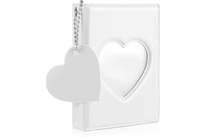 Geehua Kpop Carpeta para tarjetas fotográficas, carpeta para tarjetas fotográficas, mini álbum de fotos Kpop de 9 cm, portatarjetas pequeño con colgante y 32 bolsillos para fotográficas (blanco)