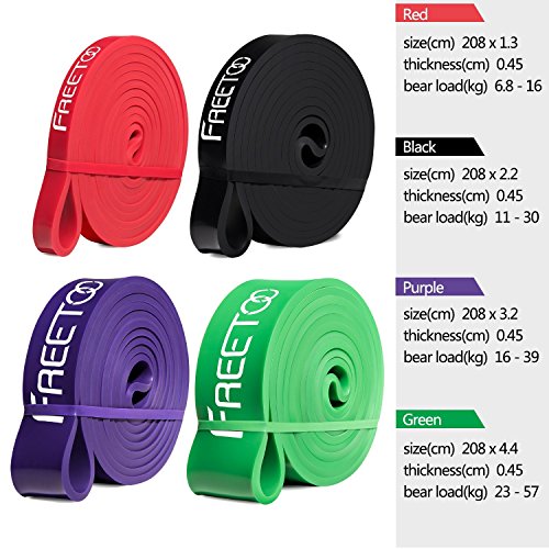 [Resistance Band] FREETOO® Fitnessbänder professionelle Latex Widerstand Bänder Pull-Up Bänder Klimmzughilfe für Bodybulding/Yoga/ Krafttraining/CrossFit in 4 Stärken - 6