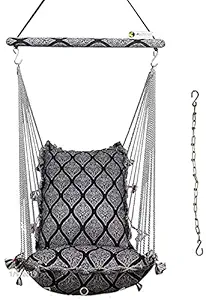 Kkriya Home Decor Jumbo Cotton Swing with Chain Jhula, Swing Chair, Hanging Hammock Suitable for Indoor, Outdoor, Balcony, Home, Bedroom. Weight Carrying Capacity 150