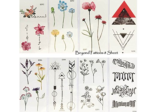 8 Sheet piccolo falso tatuaggi NERO E Colorato Set Q4