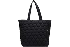 LYEAA Sac à main matelassé décontracté grande capacité pour l'hiver avec poignée sur le dessus en coton rembourré nylon élégant doux portable pour les vacances de week-end