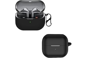 carinacoco Silicone Case for Samsung Galaxy Buds 3/Buds 3 Pro with Carabiner, Soft and Flexible, Ultra-Thin Shockproof Cover Slim-Fit Anti-Fall Earphone Case for Galaxy Buds 3/Buds 3 Pro, Black